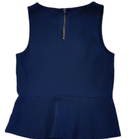 J. Crew Peplum Sleeveless Top Navy Blue Sz Medium - Picture 3 of 5